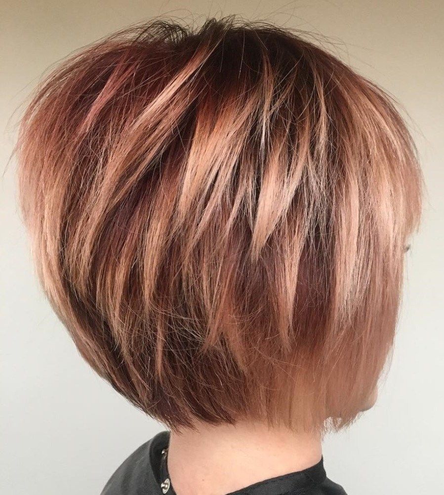 12 Blunt Bob with Rose Gold Highlights in 2024 4